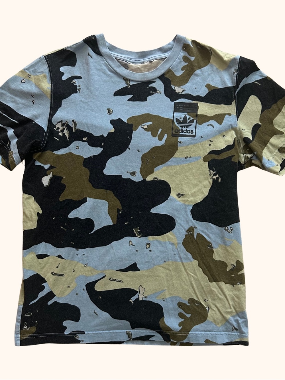 Adidas Camo Men’s Graphic T‑Shirt - Blue/Olive/Black Size Small Cotton